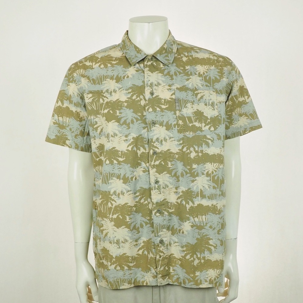 Columbia PFG Fishing Gear Button Down Shirt Mens Medium Brown Floral Hawaiian